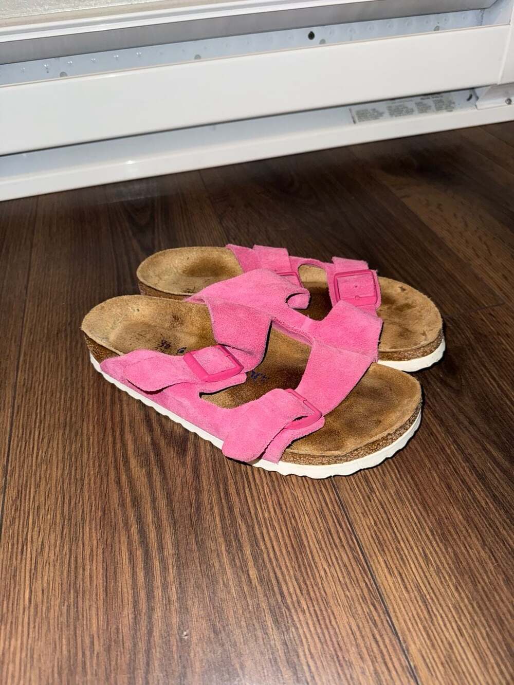 Birkenstock Arizona Soft Footbed Suede Sandals Size 36 Pink